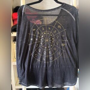 Lucky Brand Black Tee with Gold Accents